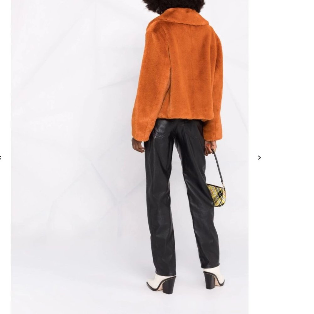 NEW! STAND STUDIO Marcella Faux-Fur Cropped Jacket - Rust - Picture 5 of 6